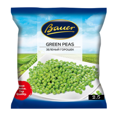 Frozen grean peas BAUER, 2.5 kg